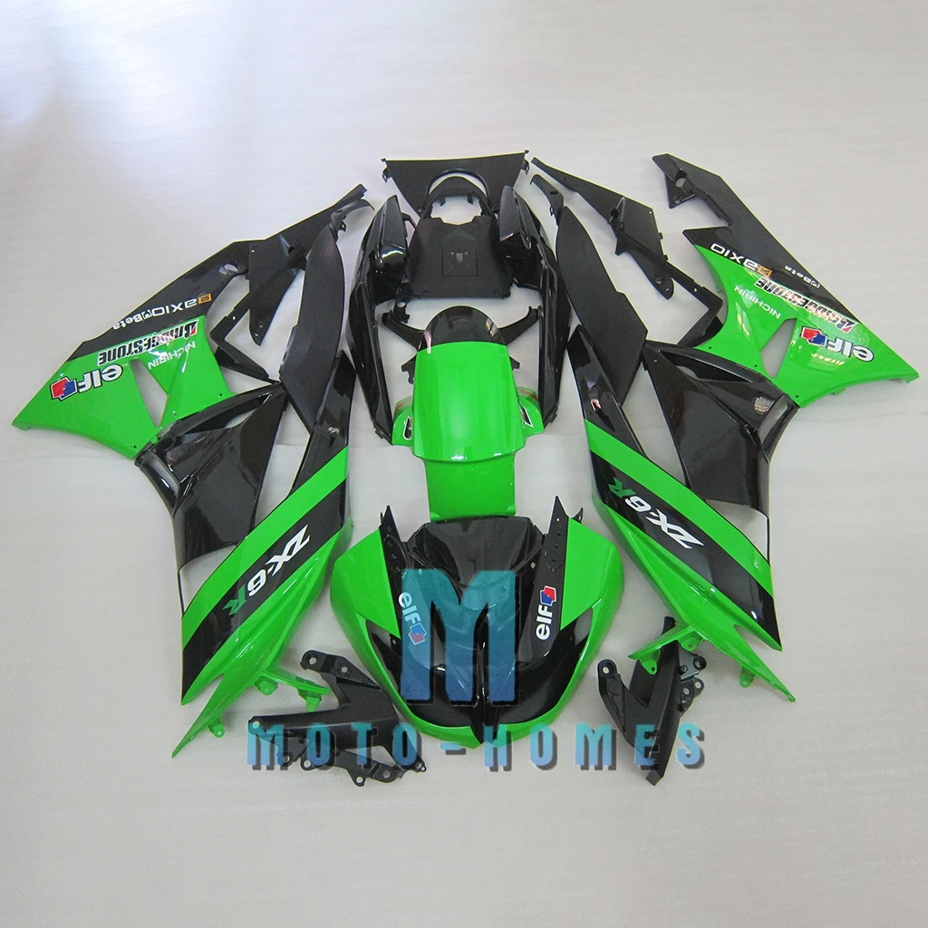 Prime Chinese Fairings Set for ZX 6R 09-12  Kawasaki Ninja ZX6R 2009 2010 2012 ABS Road Race 100% Injection Bodywork Green Black