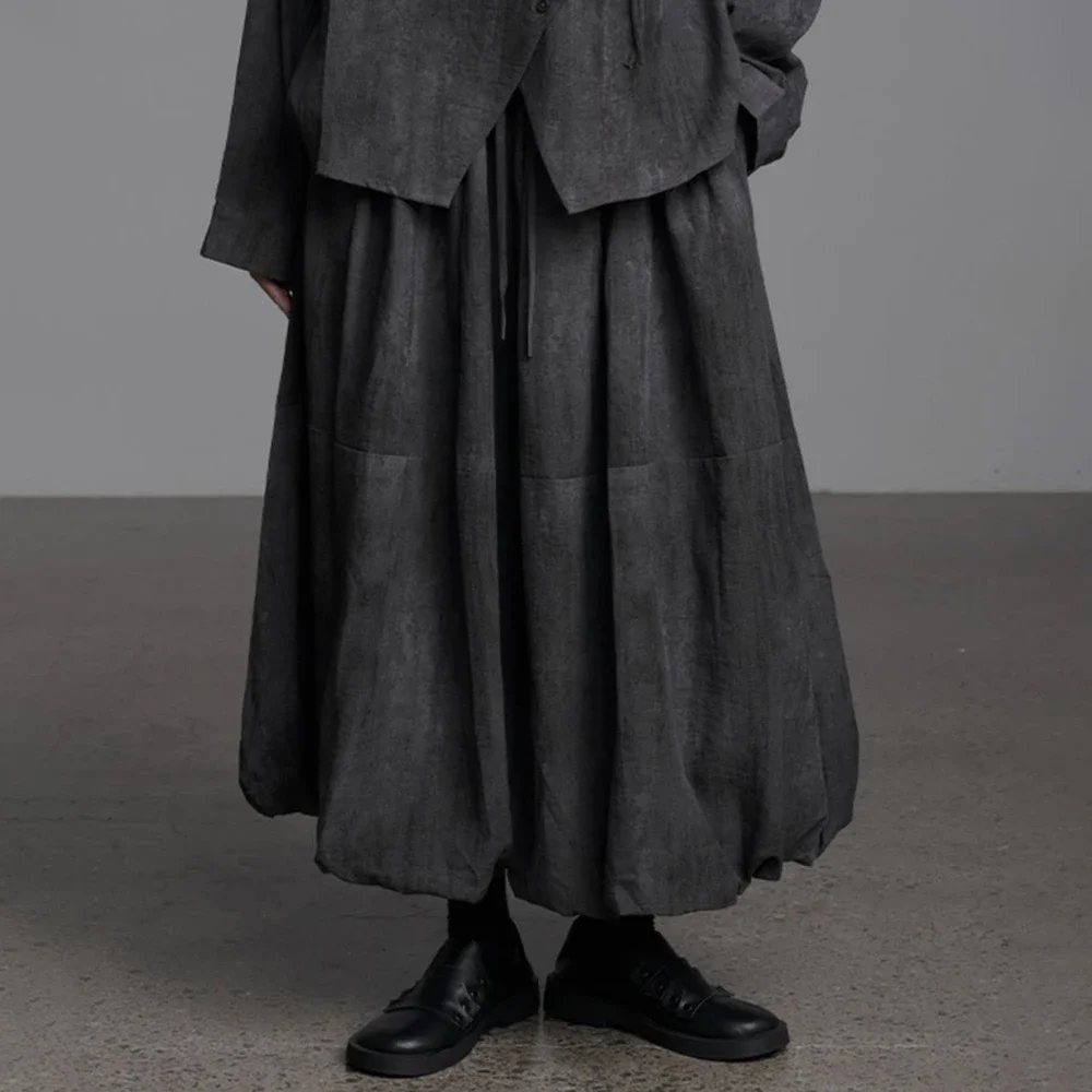 Осень-зима, мужская модная ниша для поездок на работу, против морщин, юбка с бутоном цветка, плиссированная черная юбка трапециевидной формы с высокой талией, унисекс