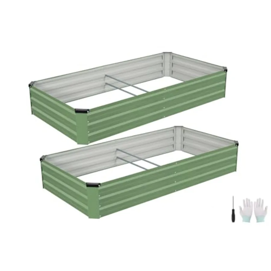 

Galvanized Raised Garden Bed Outdoor Metal Large Planter Box for Vegetables Flowers Fruits 2Pack Easy Assembly Safety Design 6x