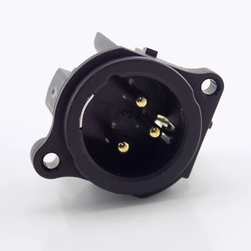 3 Pin CANNON XLR Plug Socket 3-Pin XLR Male Plug Socket Panel Mount Chassis Round Shape XLR Connector Adapter A1