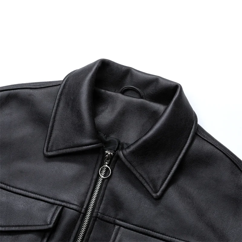 ZVRI 2024 new fall new women\'s short imitation leather bomber jacket Leather jacket for women