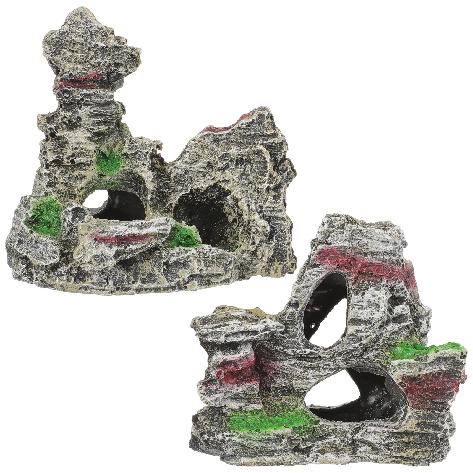 

2Pcs Mini Artificial Mountain Aquarium Decorations Large Tall Rockery Statue for Fish Tank Supplies Environmentally Safe Habitat