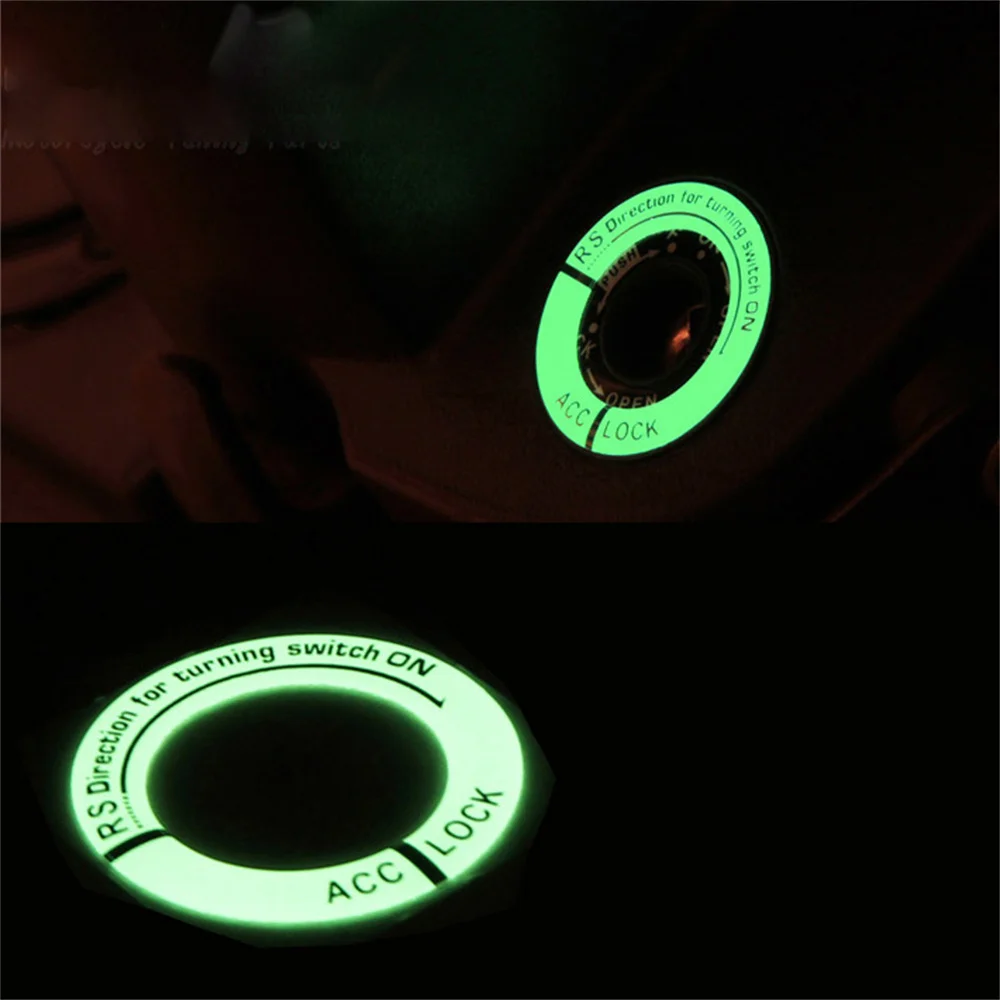 Car Ignition Switch Protective Sticker Luminous Key Ring Stickers Styling Decoration Auto Glowing Key Ring Fluorescent Stickers