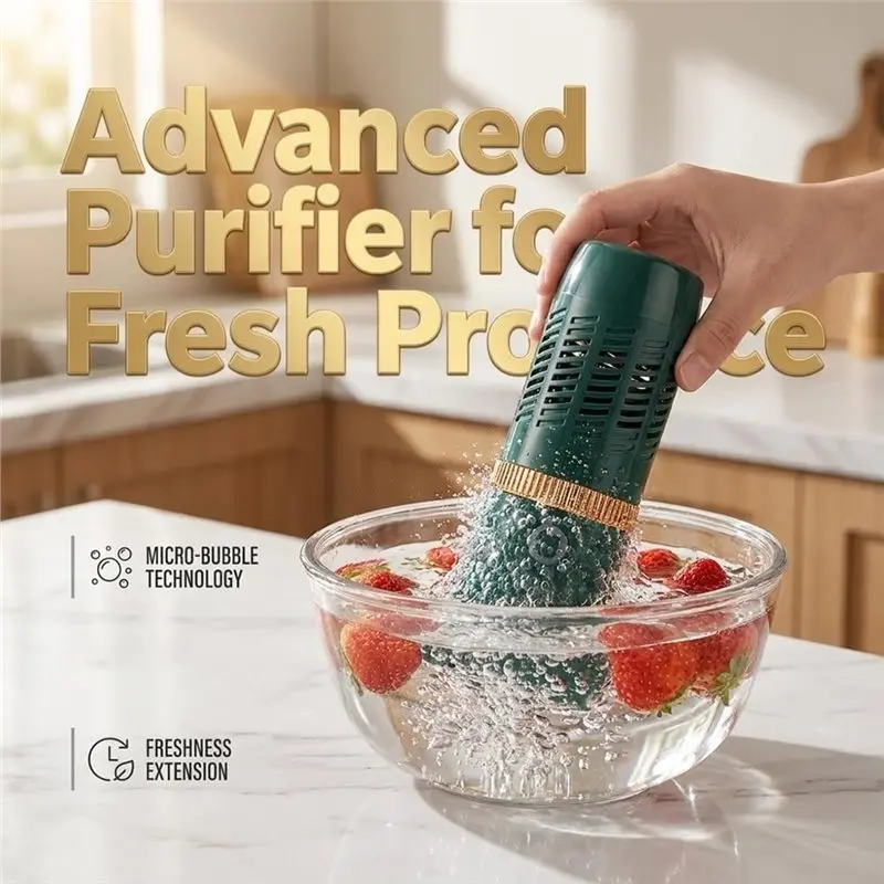 AB41-Portable Fruit And Vegetable Washing Machine,With OH- Purification Technology For Cleaning Veggie Grains Meat Blue