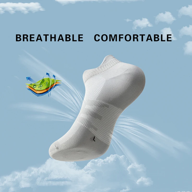5 pairs men's summer jogging speed dry sports short socks men's outdoor fitness professional ankle mesh socks couple socks 37-44