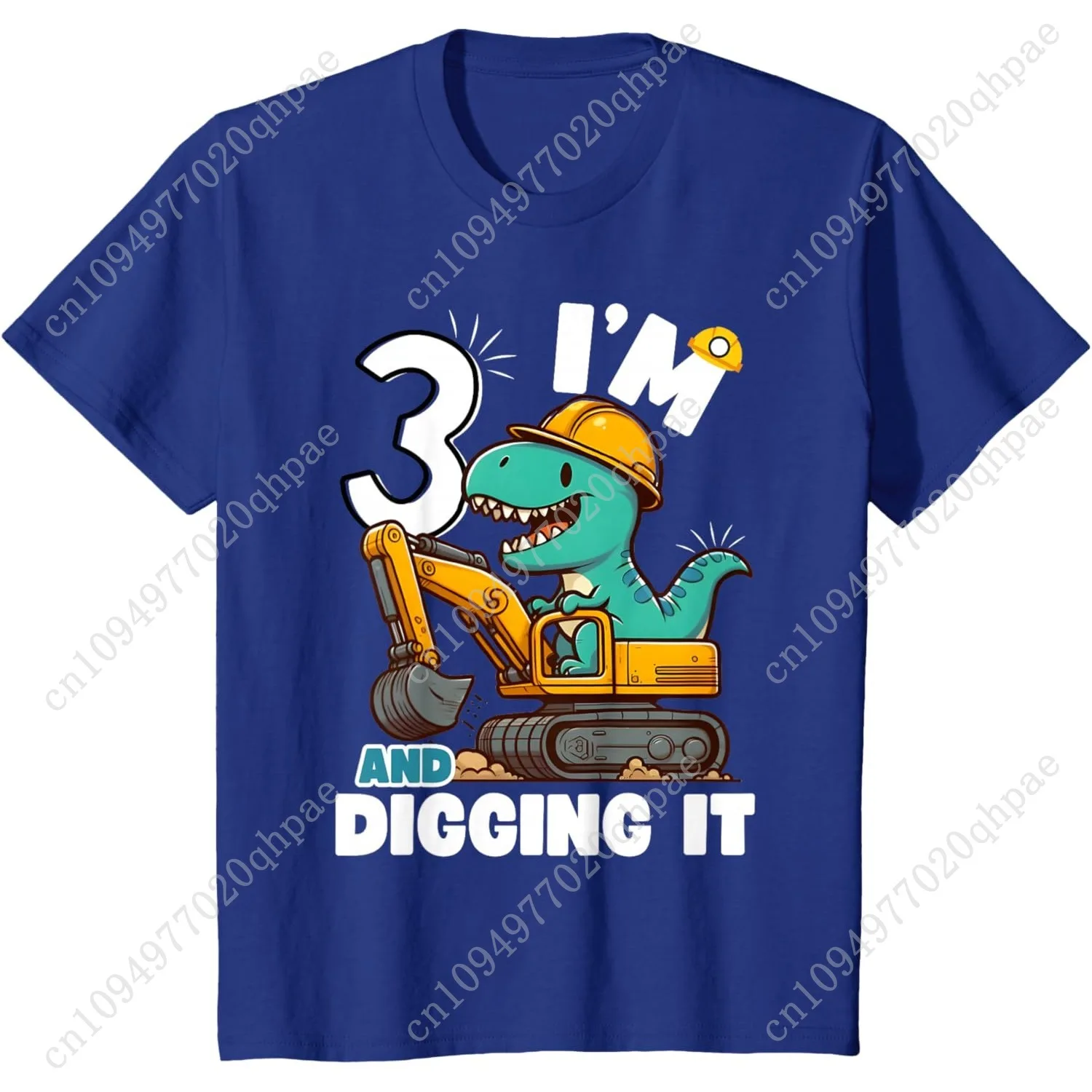 I'm 3 And Digging It 3rd Birthday Cute Dinosaur Construction T-Shirt
