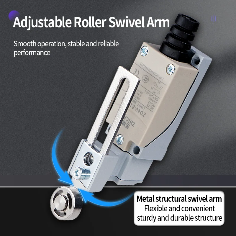 ZHICAN Travel limit switch 8018/8104-N adjustable roller swing arm micro-motion self-reset contact small limit switch