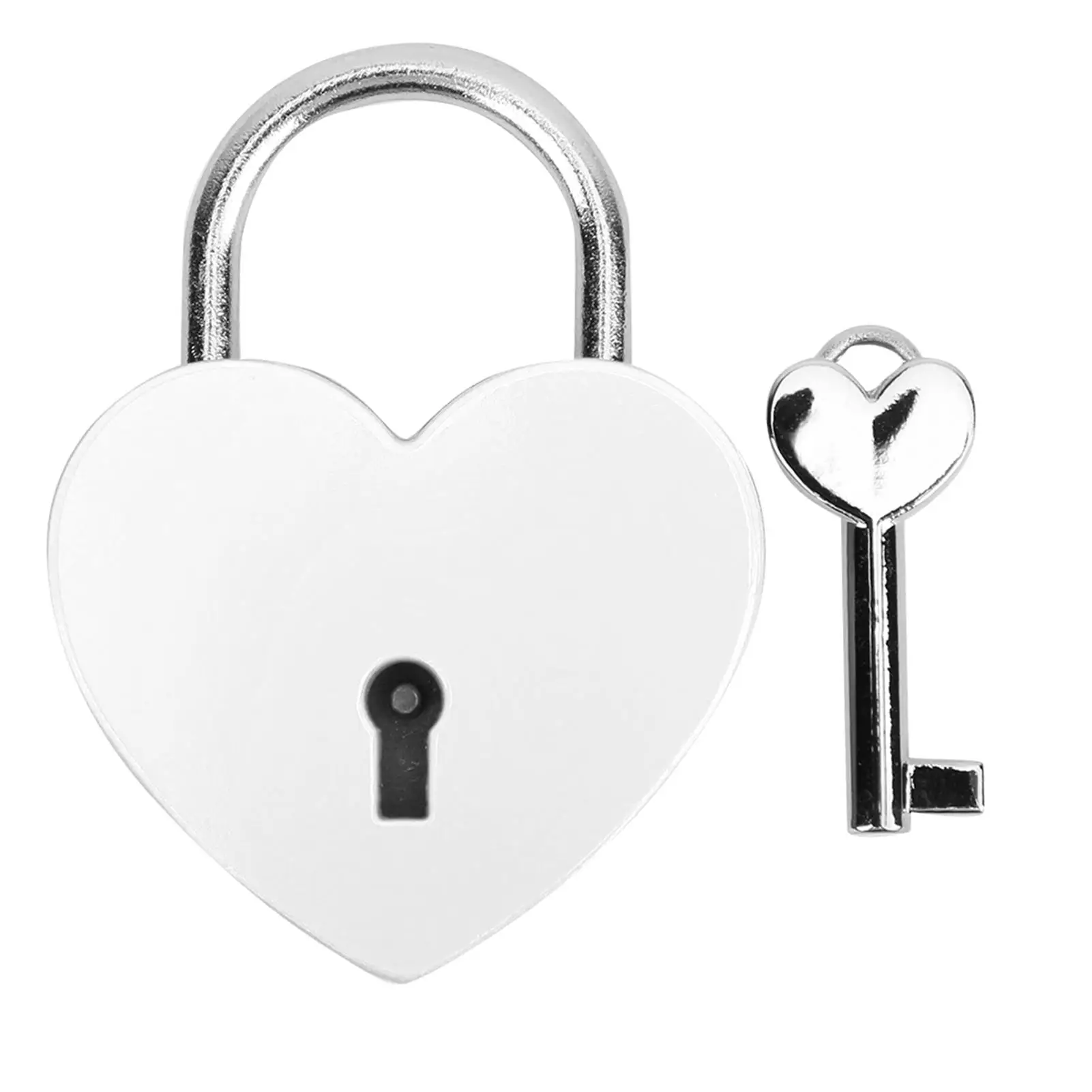 

Colorful Heart Shape Padlock with Key Exquisite Metal Craft Supplies for Home Decoration 45x59mm White