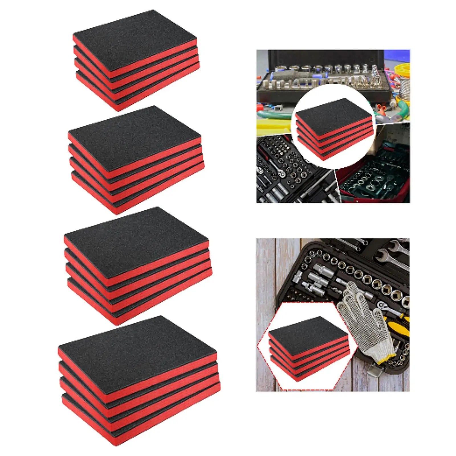 

4 x Tool Box Foam Sheets, Polyethylene Storage Sheets, Practical for Hard Cases,