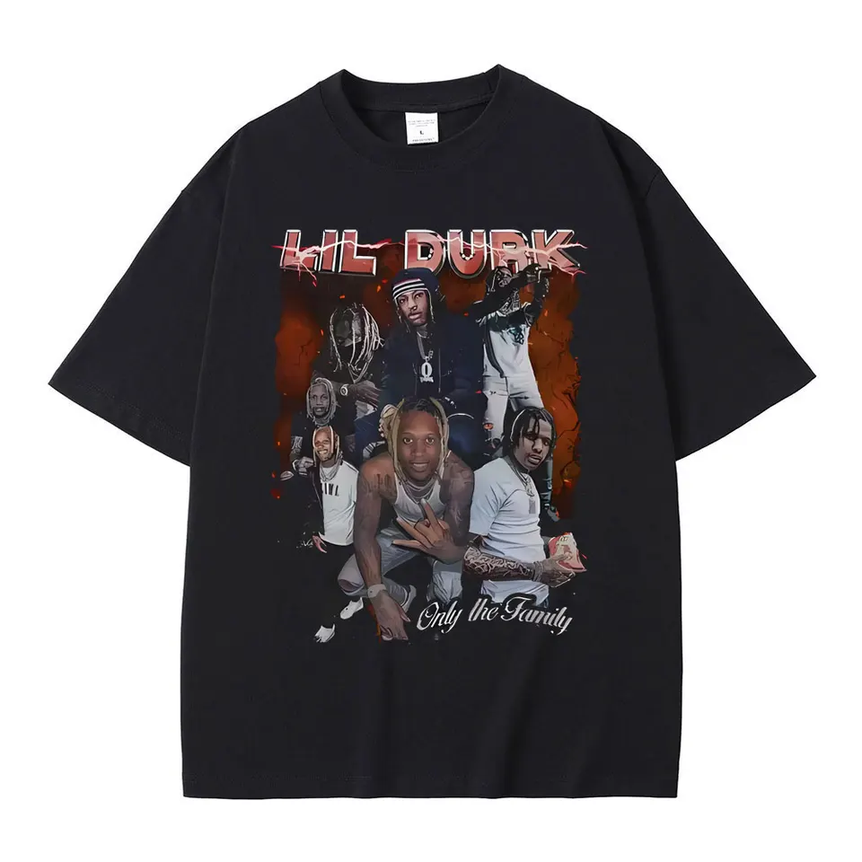 Limited Rapper Lil Durk Only The Family Graphic T-shirts Men's