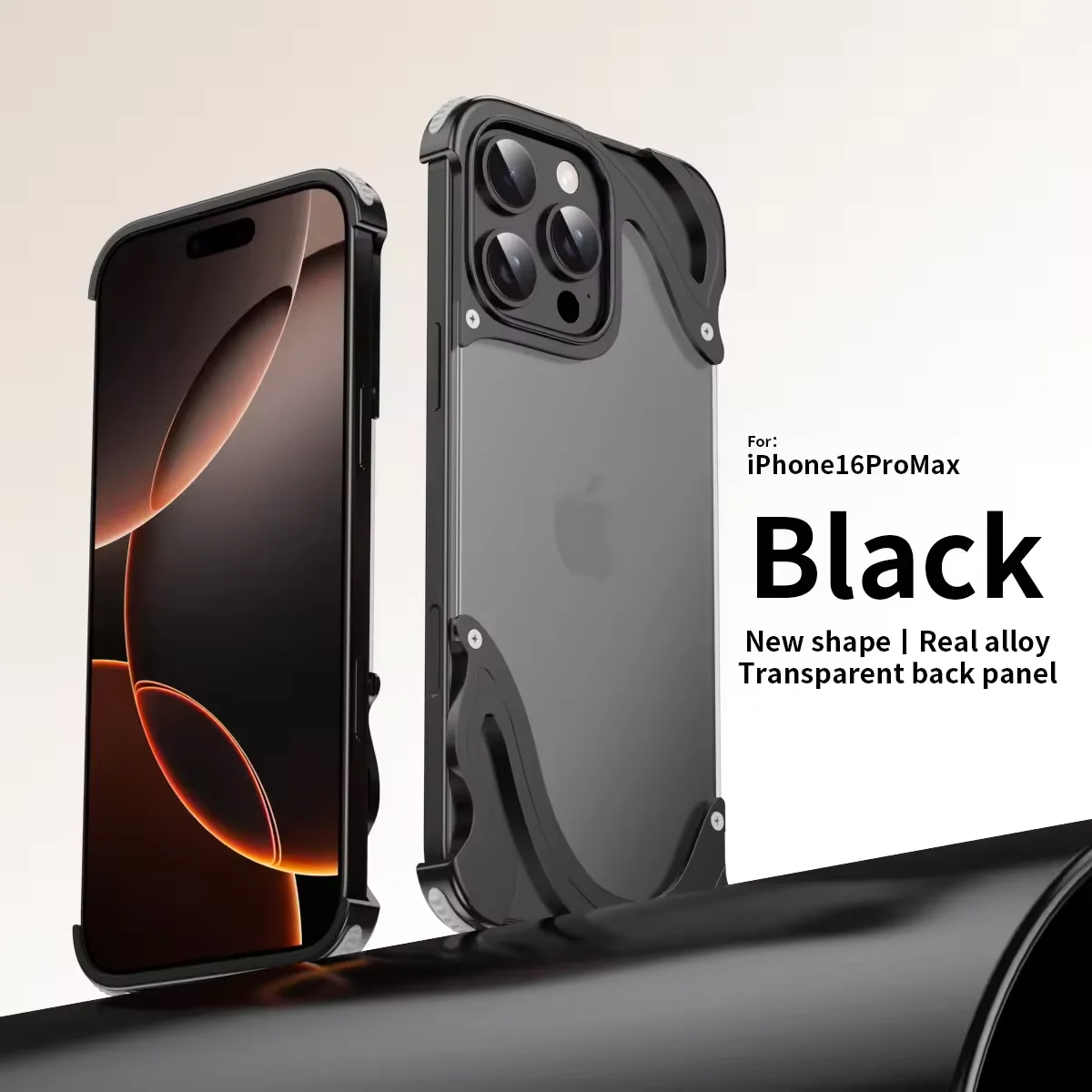 

Aluminum Alloy Metal Bumper For iPhone 14 15 16 Pro Max Rimless PC Clear Back Cover Shockproof Anti Fall Luxury Armor Cases