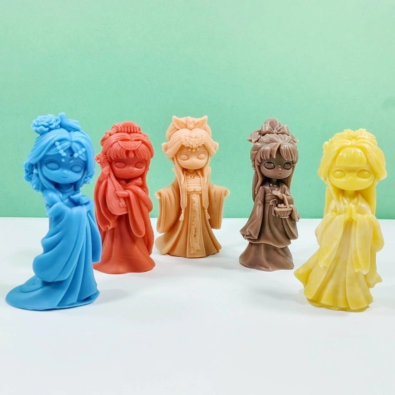 Molde silicona 3D para niña, moldes fundición epoxi yeso para retrato muñecas princesa, jabón hecho a mano, Chocolate, cubitos para hornear