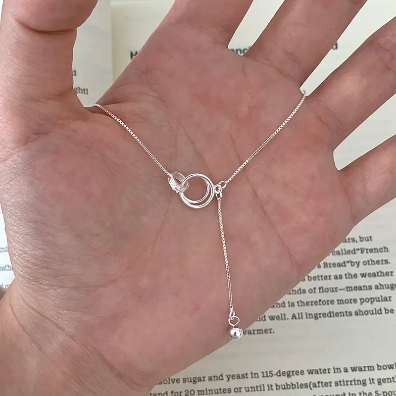 

Popular 925 Sterling Silver Geometric Necklace Simple Style Choker Birthday Party Gifts Women's Fine Jewelryes