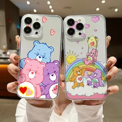 Cute Cartoon Phone Case For Cares Bears iPhone 16 15 14 13 12 11 Mini Pro Max X XR XSMax 7 8 Plus SE20 Transparent Cover