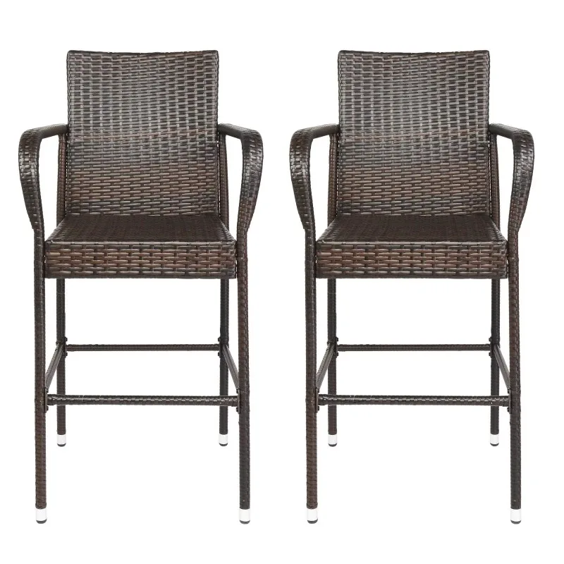 Brown gradient high stools, modern design, solid wood frame apartment kitchen