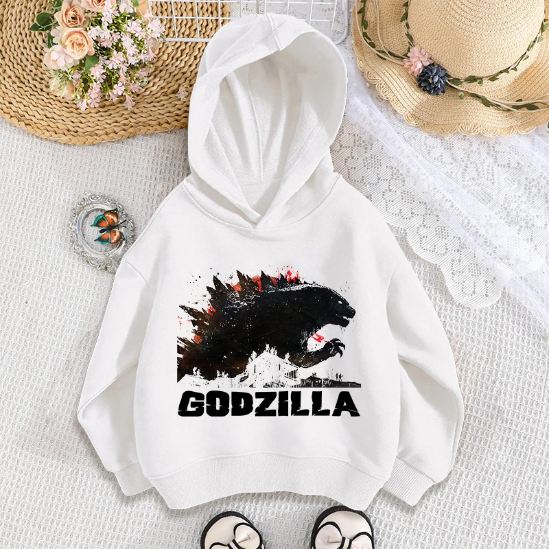

Godzillas Thin Hoodie Fashion Print Pullover Long Sleeve Outdoor Wear Kawaii Hip Hop Children Birthday Clothing Trendy Gift Tops