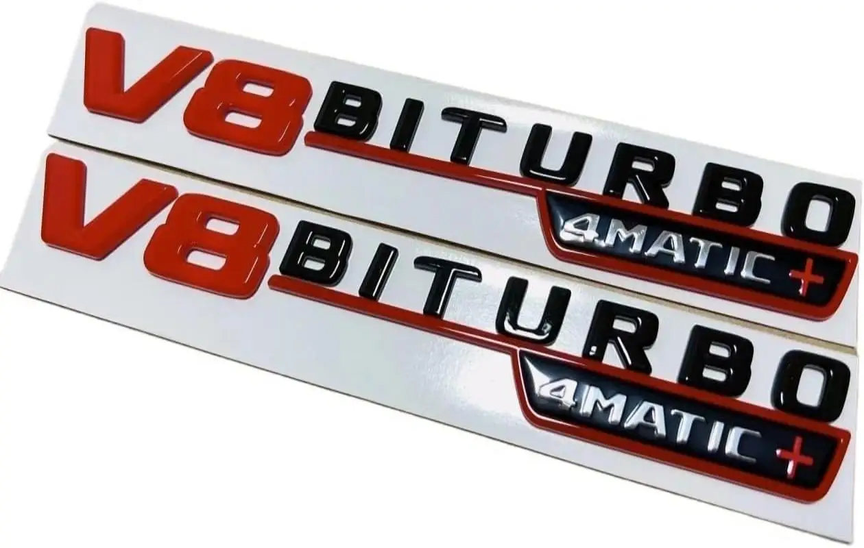 2 قطعة ثلاثية الأبعاد V8 BITURBO 4matic + سيارة درابزين شعار ملصق ل AM G w117 c63 w212 e63 w207 w176 a45 x156 gla45 شارة مائي