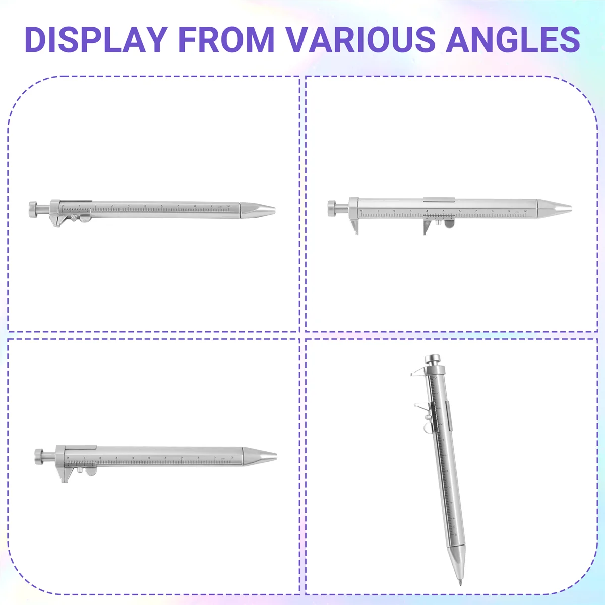 ABNP 5Pcs Multifunction 1.0mm Gel Ink Pen Vernier Caliper Roller Ball Pen Stationery Ball-Point Pens Blue Ink