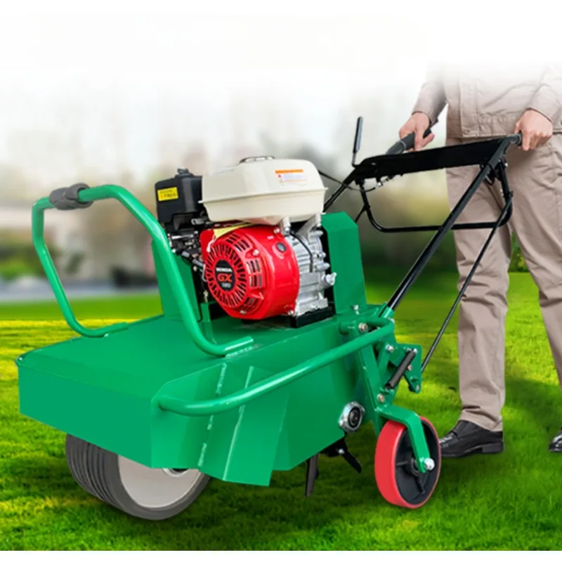 Self propelled lawn drilling machine gasoline soil drilling root ventilation and oxygenation drilling machine