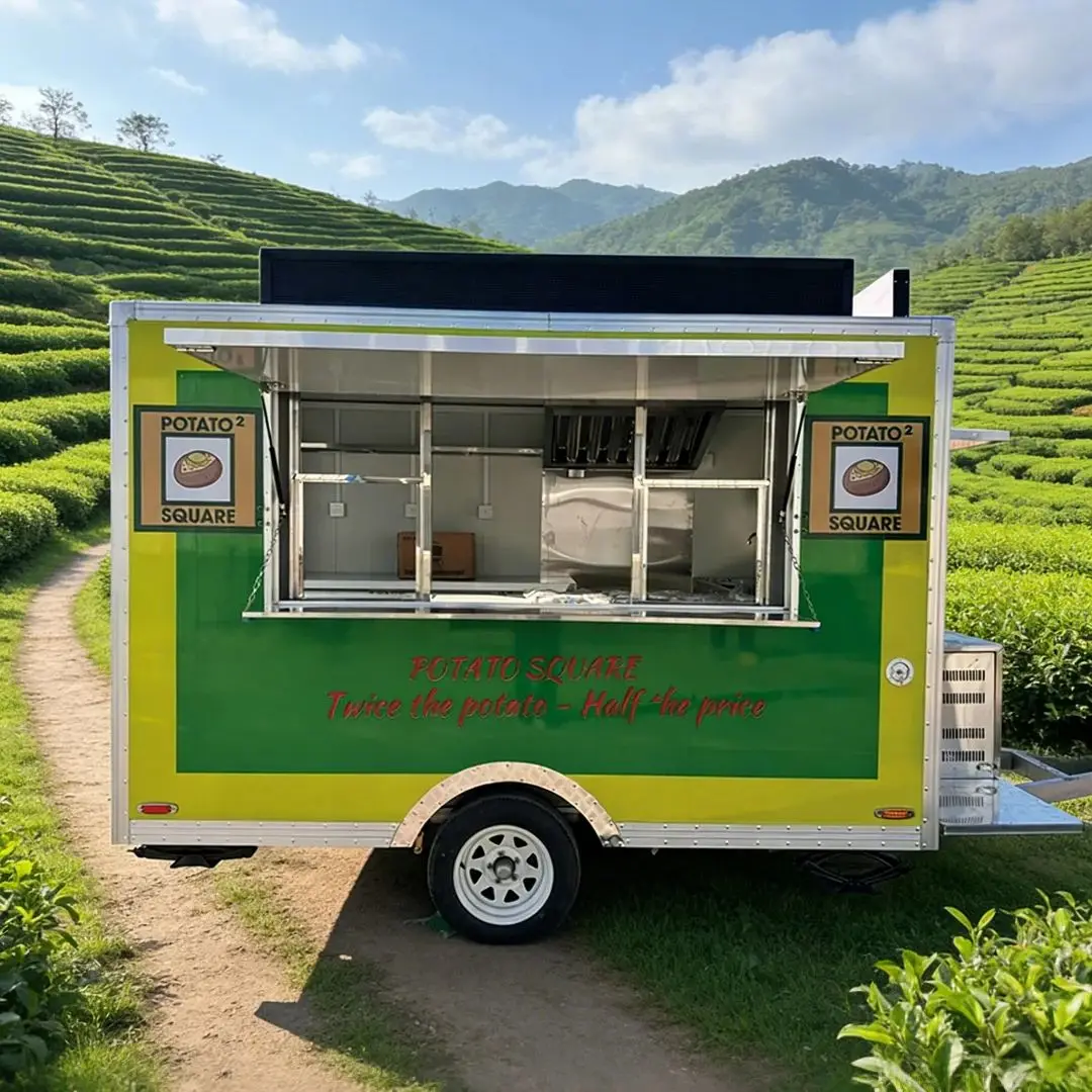 

Commercial Fiberglass Food Vending Trailer Fast Food Cart with Kitchen Appliances for Business Use