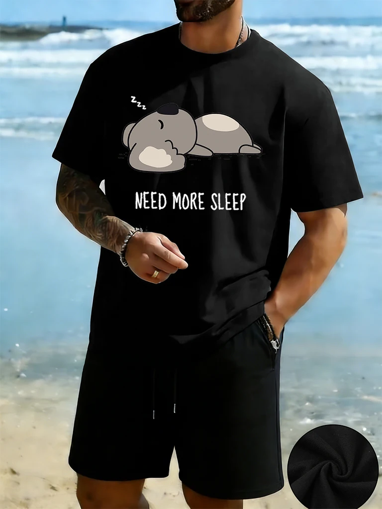 

Sloths Need More Sleepprints Mens Cotton Basics Cool Short Sleeve Daily Fashion Tee Shirts Suits Casual Summer Sweatpants Unisex