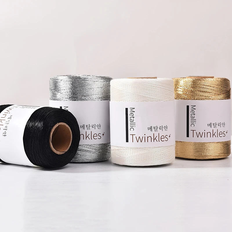 **1 Roll, Metallic Twinkle Yarn - 1mm Thick, Polyester & Rayon Blend, Ideal For DIY Crafts, Crochet, Lace, And Home Decor