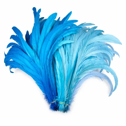 100Pcs 25-40cm Natural Blue Rooster Feathers DIY Craft Sewing Plume for Wedding Party Clothing Decor Headwear Home Accessories