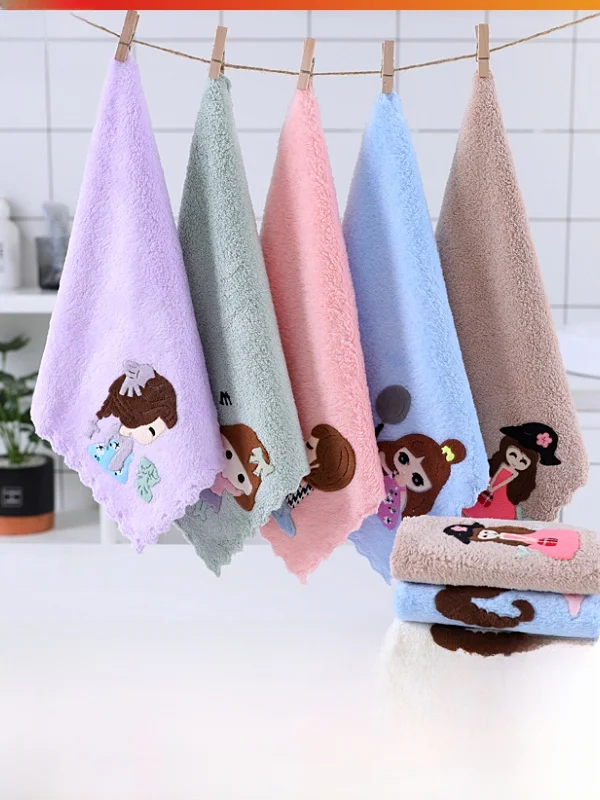 Antibacterial Soft Coral Fleece Towel for Babies And Children Face Wash Towel Baby Handkerchief Small Square Towel Kids Towel