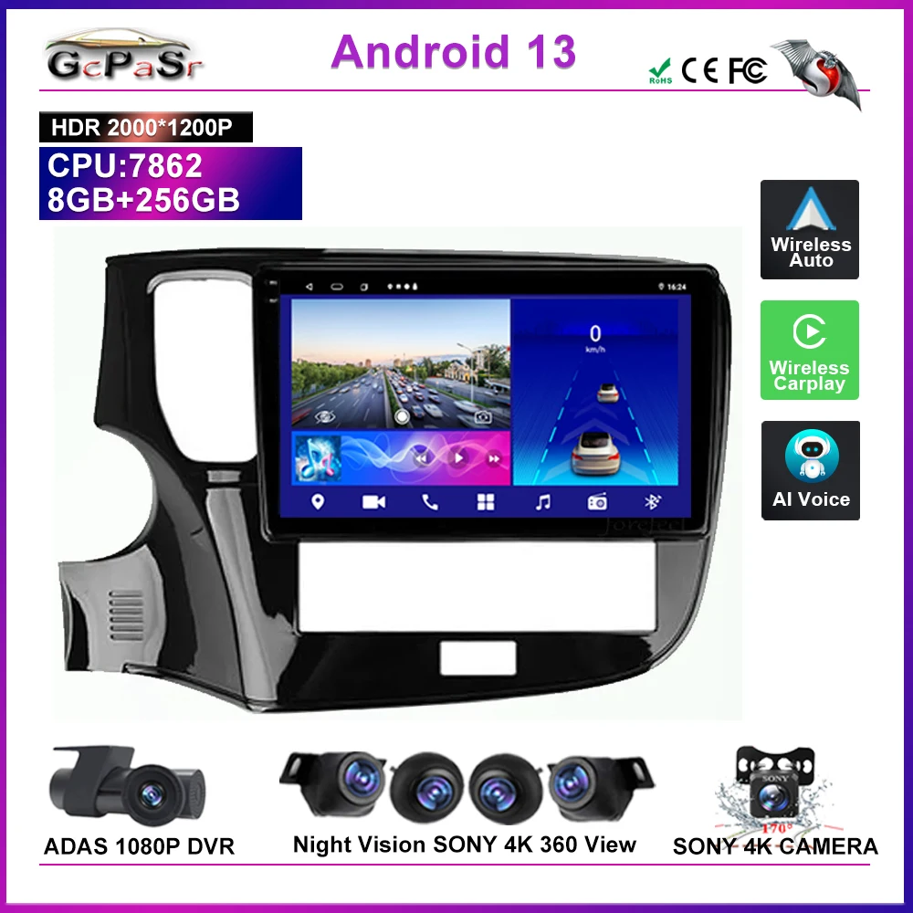 

Android 12 For Mitsubishi Outlander 3 III GF0W GG0W 2018 - 2021 Car Radio Multimidia Video Player GPS Navigation Stereo Screen