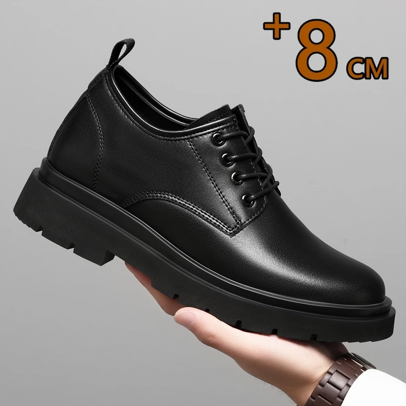 

Men Genuine Leather Business Casual Shoes Invisible Height Increasing 3CM/6CM/8CM Breathable Versatile Commute Elevator Shoes