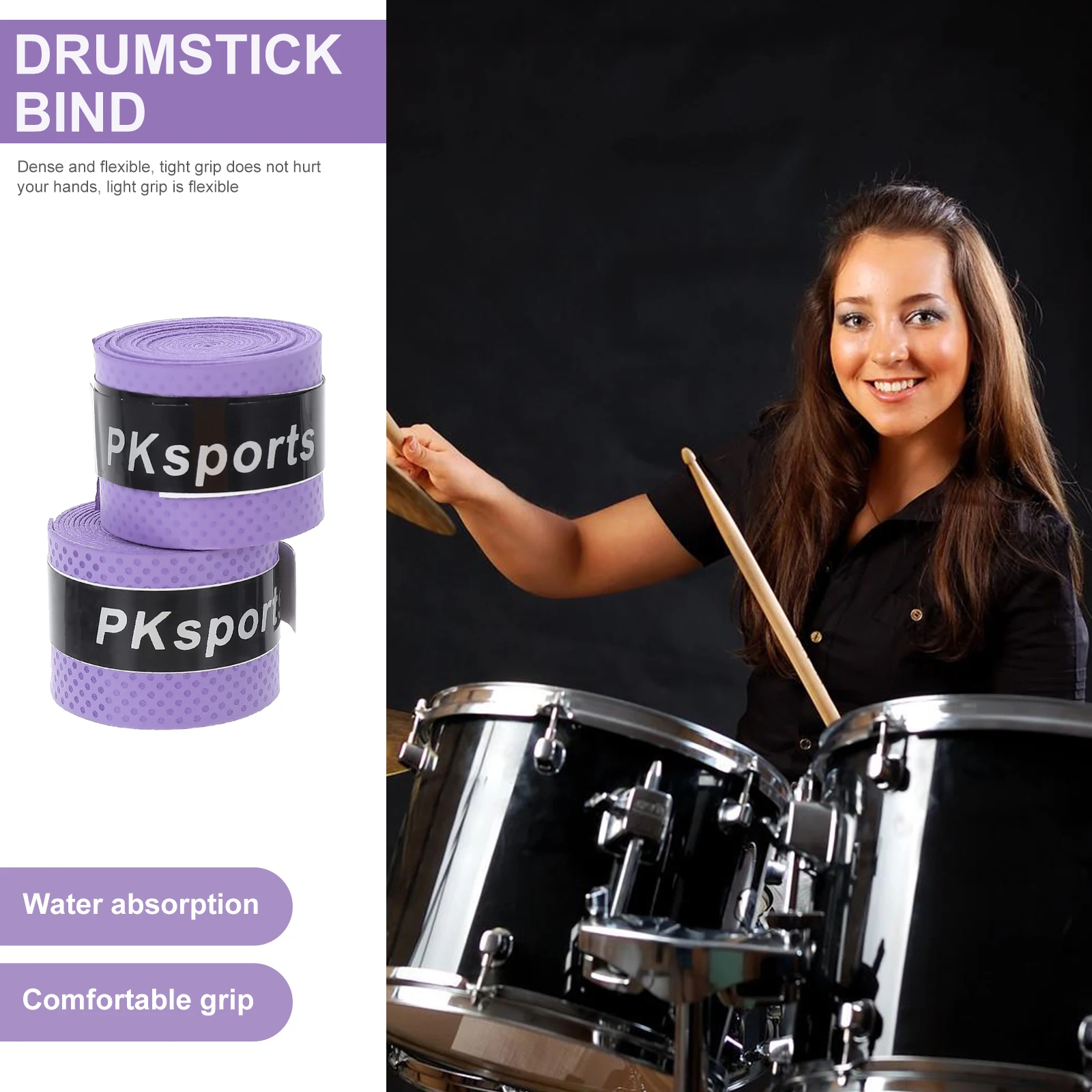 

2 Pcs Anti slip Sweat absorbent Tapes Electronic Drum Set Wraps Practical Craftsmanship Drumstick Sweat Absorbent Tapes Non slip