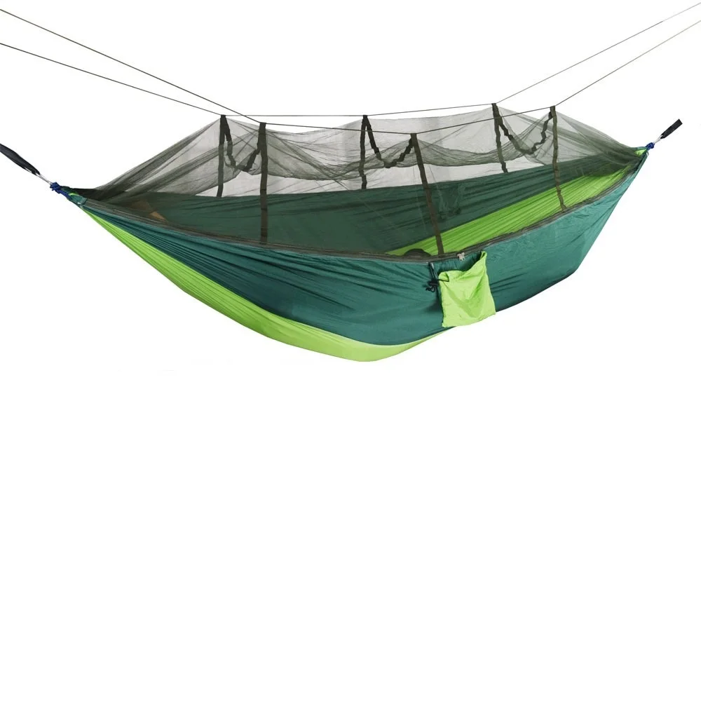 

Couples Hammock Green 260*140cm Blue 210T Nylon Spinning Hammock with Mosquito Nets