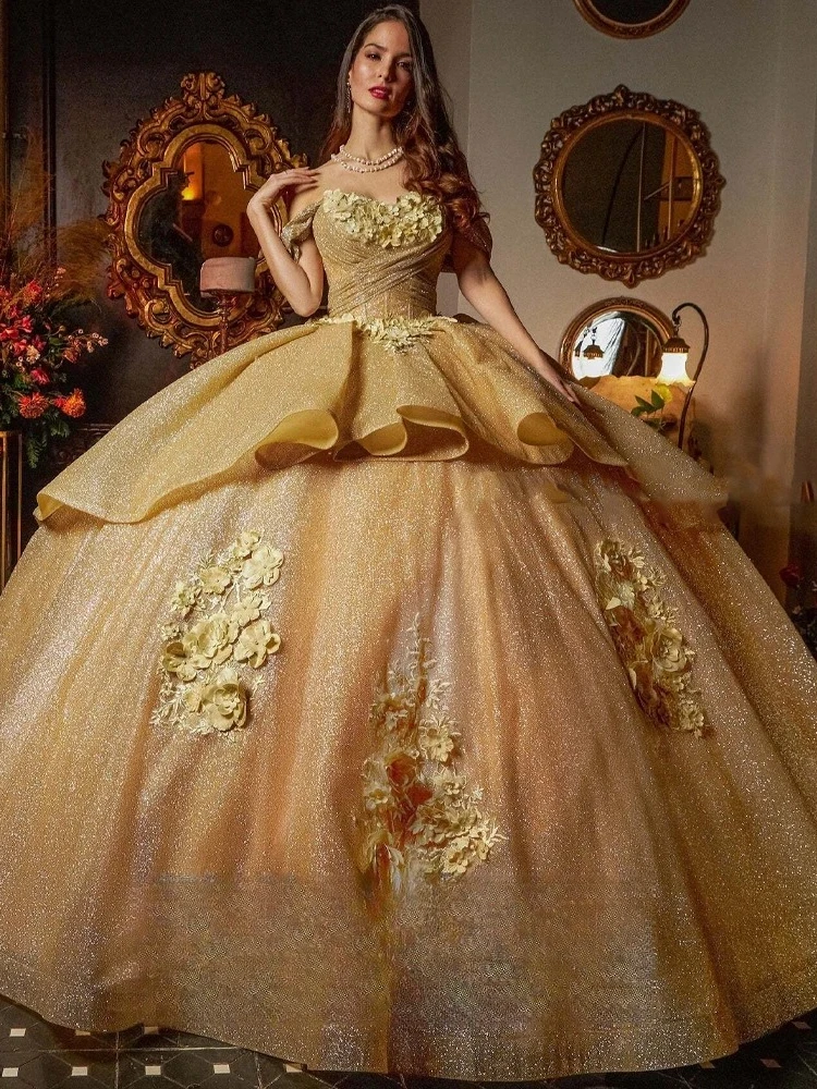 Customized Temperament Quinceanera Dresses Off The Shoulder Appliques Corset Backless Tulle Fashion Charming Ball Gowns