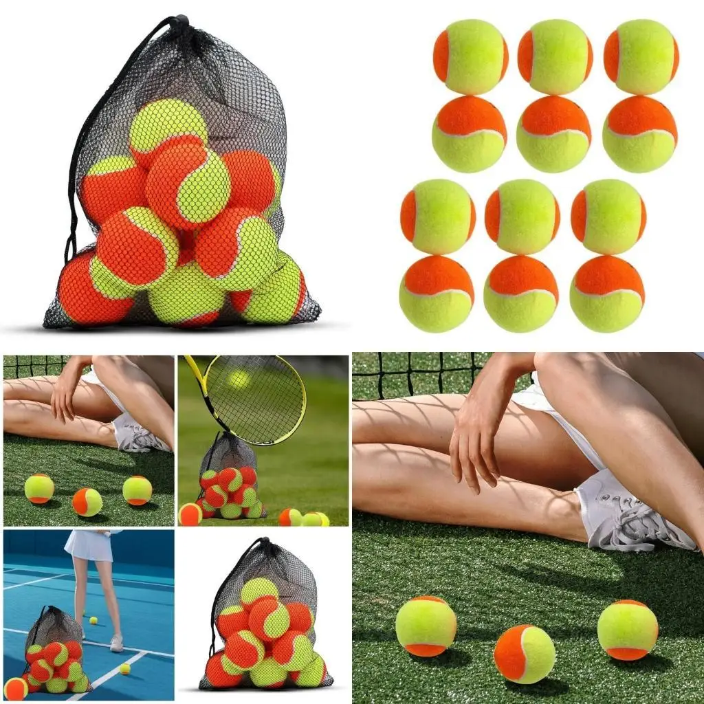 

M5TC 12pcs Beaches Tennis Paddleball Soft Training Practing Tennis High Elasticity Sport Rubber Tennis for Kids Adult