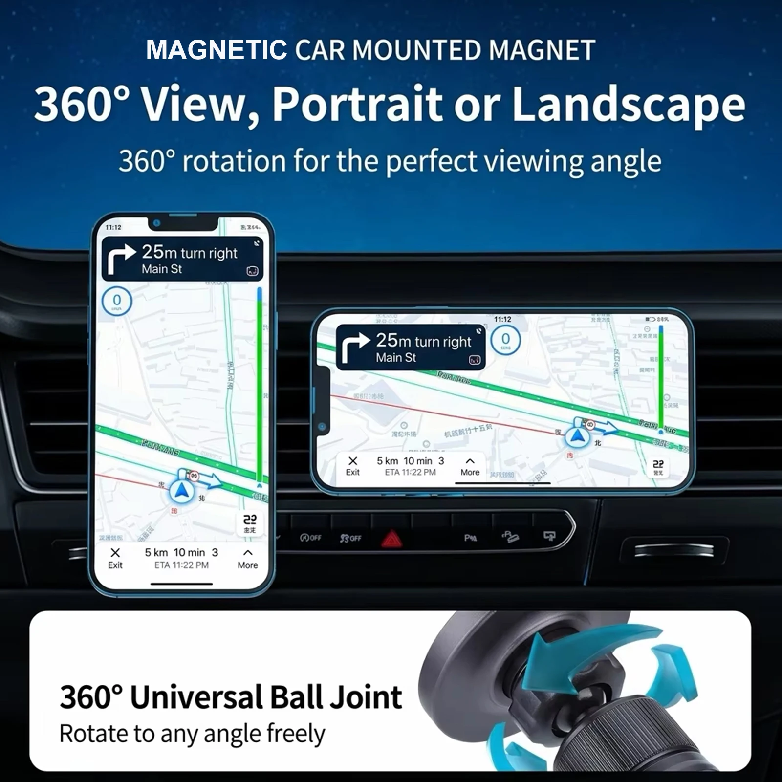 Magnetic Phone Charger Car Holder 25W Wireless Air Vent 360 Rotation Stable Low Temp Charge for iPhone 17 Samsung S26 S25 Ultra