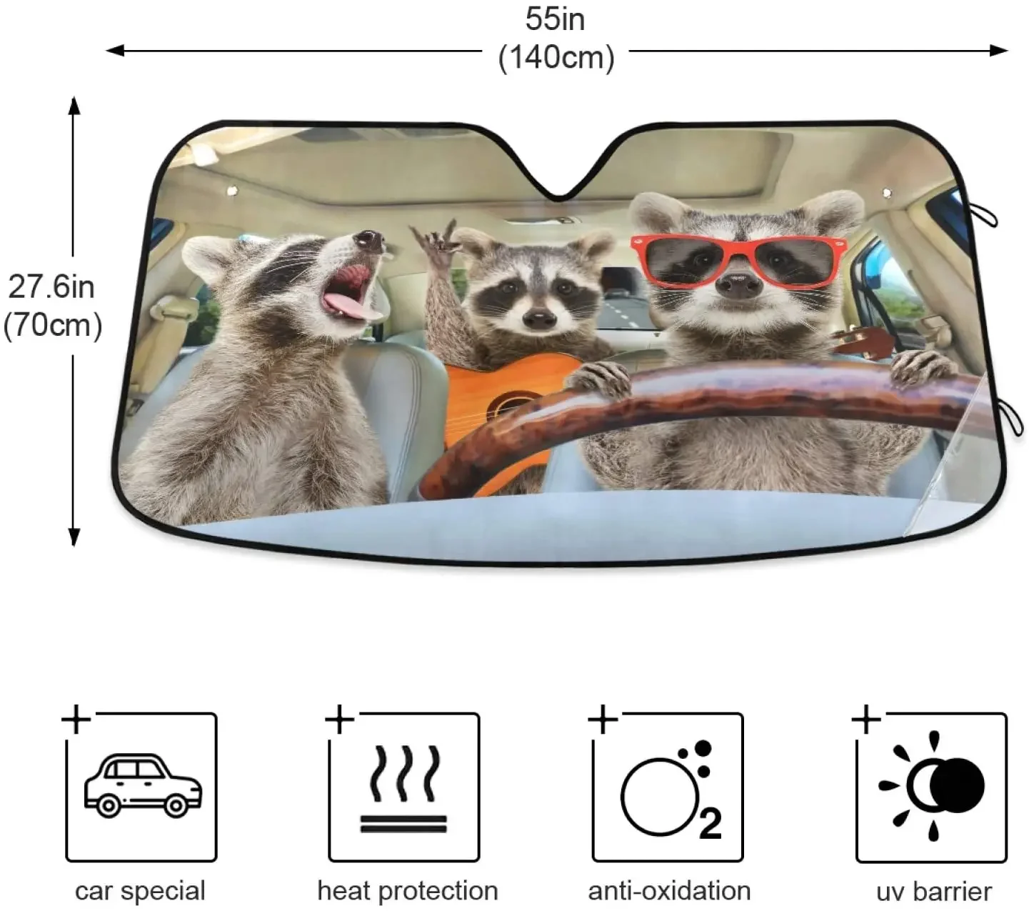 Waschbär Fahren Auto Windschutzscheibe Sonnenschutz LKW Sonnenschutz Auto Schild Schatten Visier Abdeckung Reflektierende UV-Strahlen Schutz Halten Sie Ihre Vehi