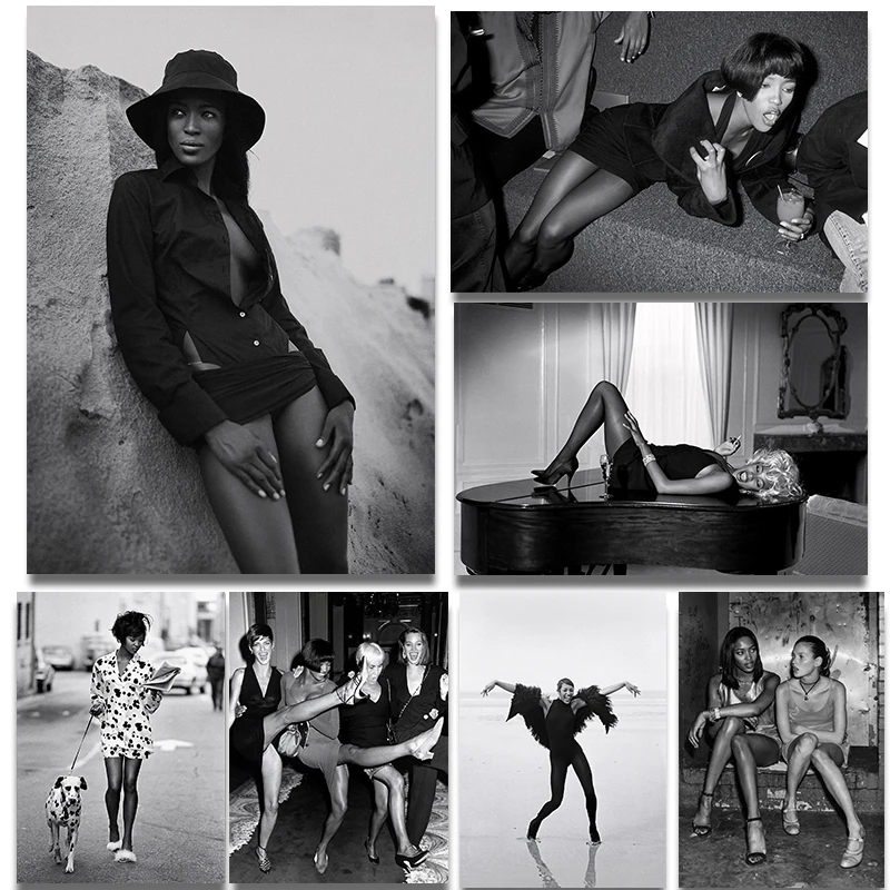 Fashionable Renowned Model Naomi Campbell Photography Poster Modern Pop Prints Canvas Painting Wall Art Pictures Home Room De