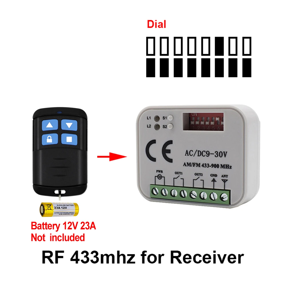 Garage Gate Remote Receiver 433 868MHz RX MULTI 300-900MHz AC/DC 9-30V Receiver For Garage Door Command Gate Control Transmitter