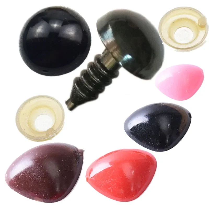 500PCS 10-40MM Acrylic Oval Triangle Threaded Animals Eyes Dog Noses for Dolls Toys Cute Bear Buttons Toy DIY Doll Accessories