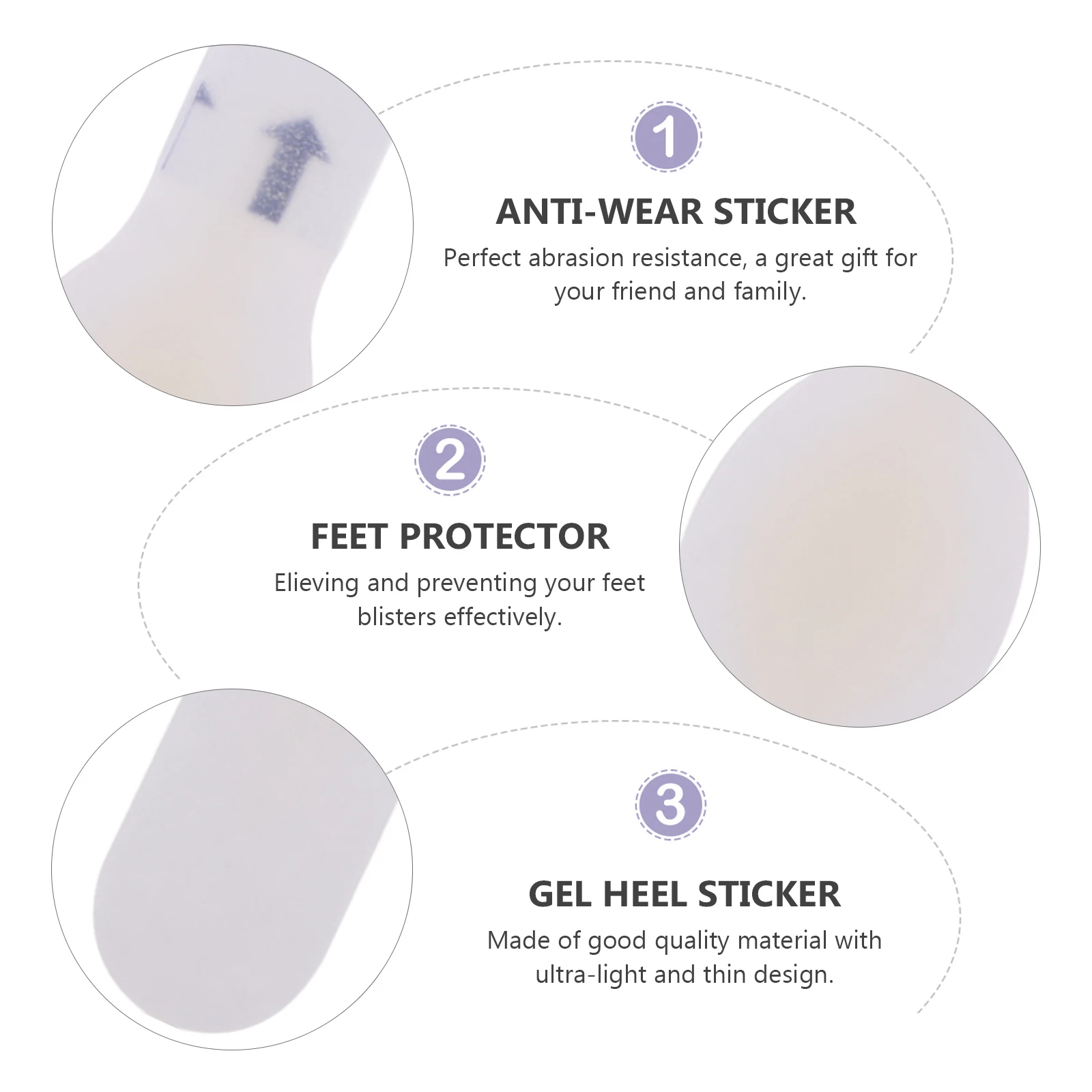 10 Pcs Anti-wear Foot Stickers Blister Patches Protectors Gel Shoe Tape Adhesive Pads Prevention for Blisters Bunion Women