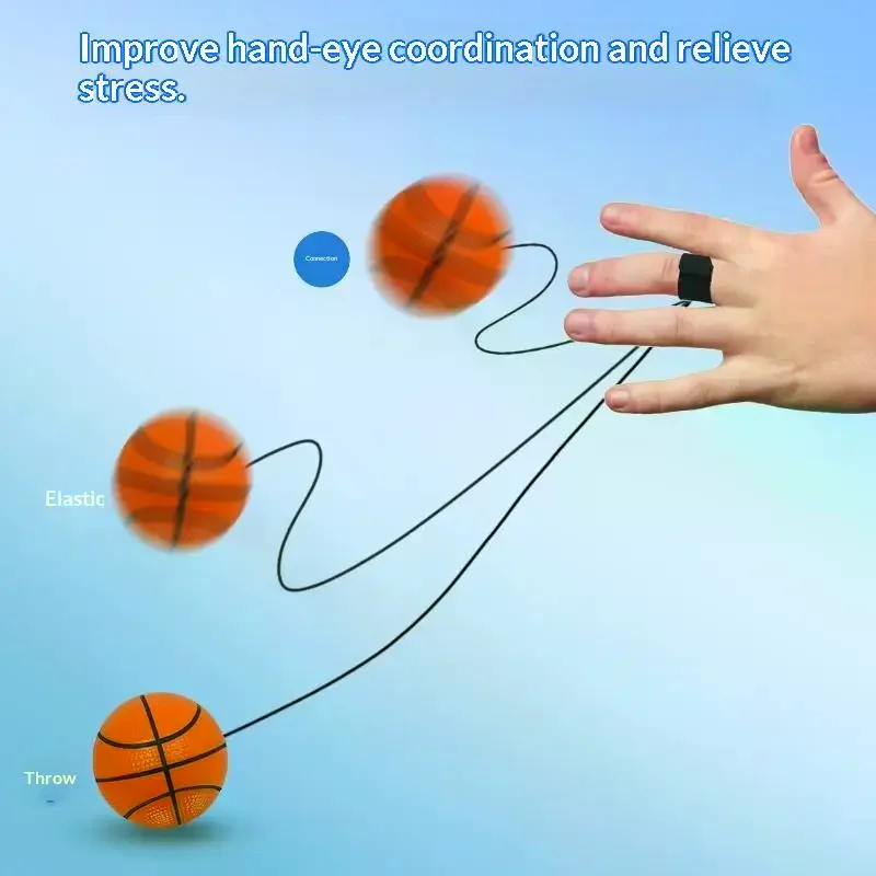 Finger Return Ball Toy Elastic Rebound Bouncing Ball Hand Eye Coordination Training Portable Fidget Toy for Kids Adults