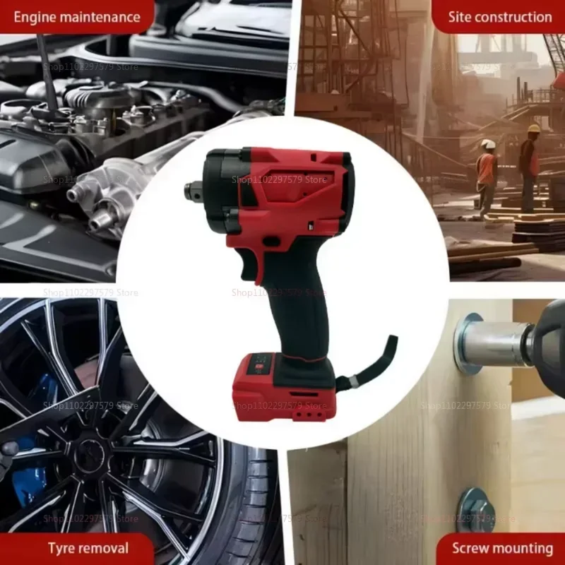 Brushless Cordless 1/2 Electric Wrench Impact Driver for Car Truck Repair Rechargable 18V Battery No Battery Included