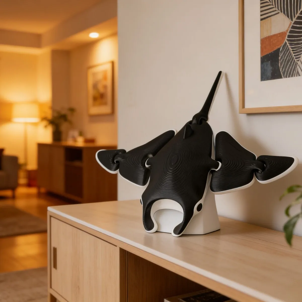 3D Printed Toy Manta Ray with Joint Movable for Home Decoration Marine Aquarium Biological Model Exclusive Souvenir or Kids Toys