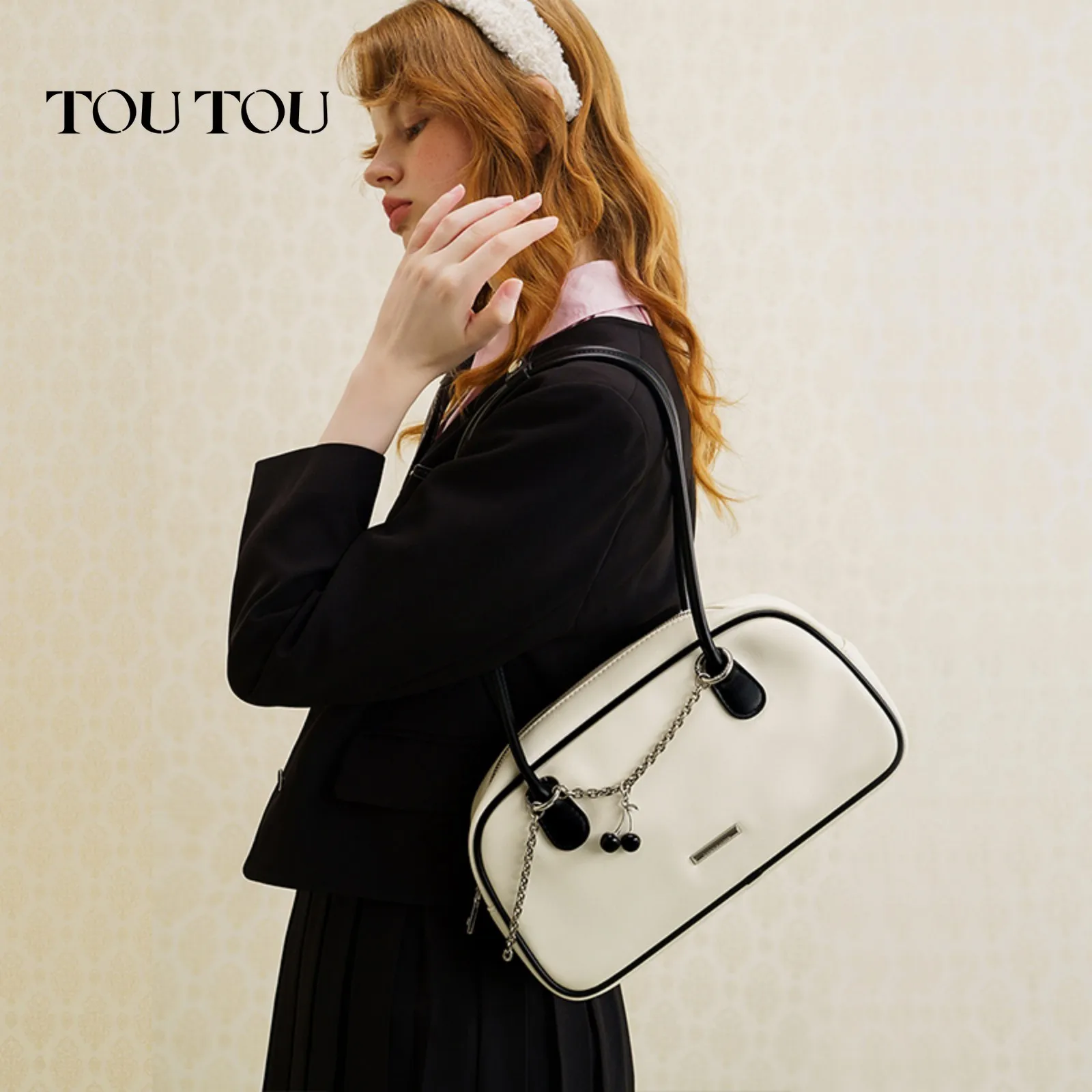 TOUTOU Women Handbag Bowling Designer Luxury Brand Replica Bag Mini Evening Cherry Leather Shoulder Bag College Christmas Gift