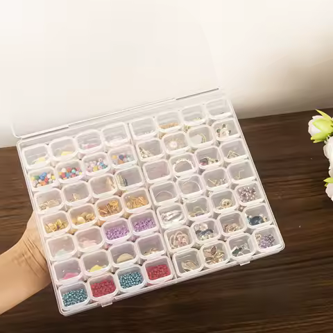 28/56 Girds Plastic Storage Box Jewelry Beads Diamond Painting Nail Art Storage Container Case