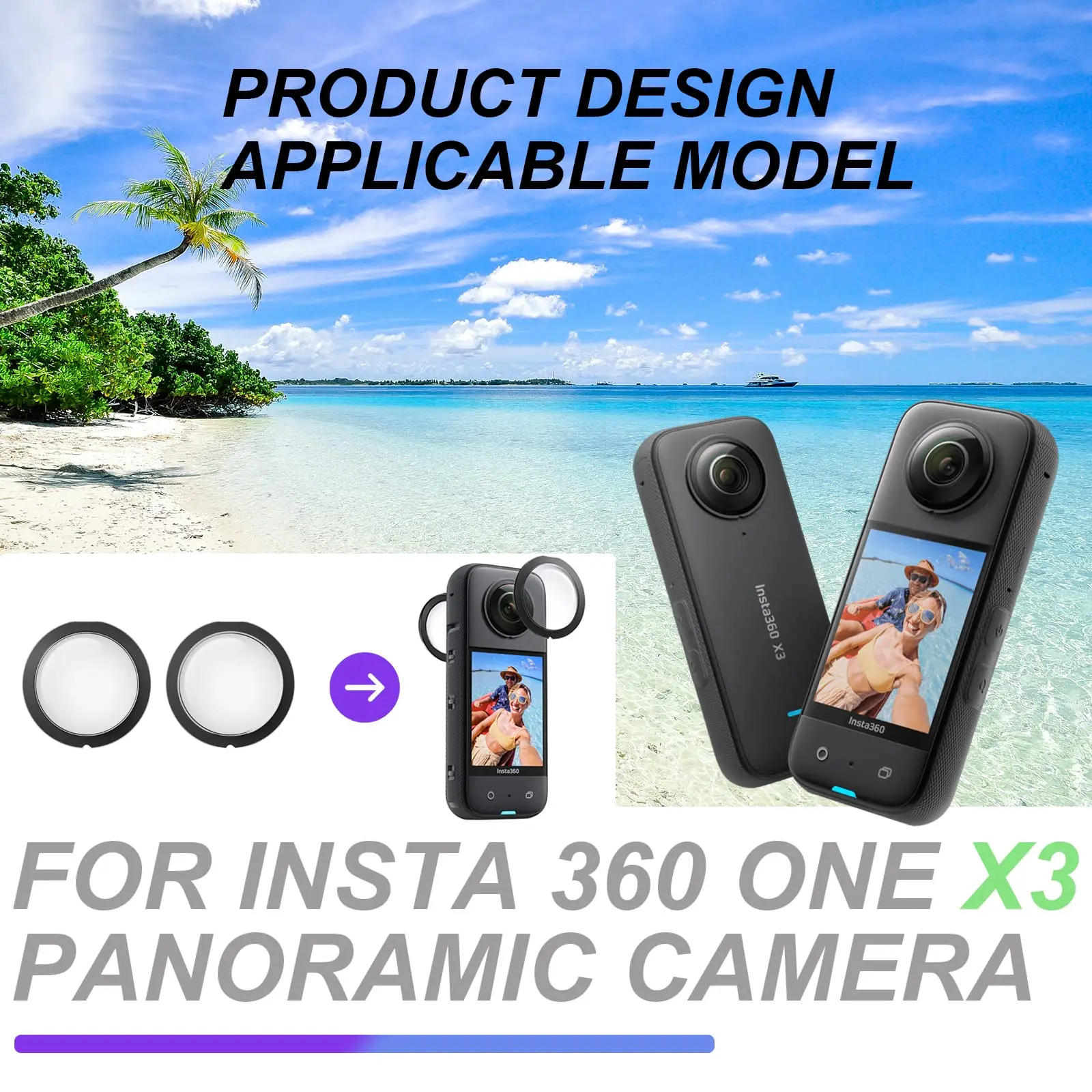 Insta360x3粘着レンズガード用フレキシブルソフトフィルムスクリーンプロテクターinsta 360 x3レンズガードセットアクセサリー (ガラスではない)