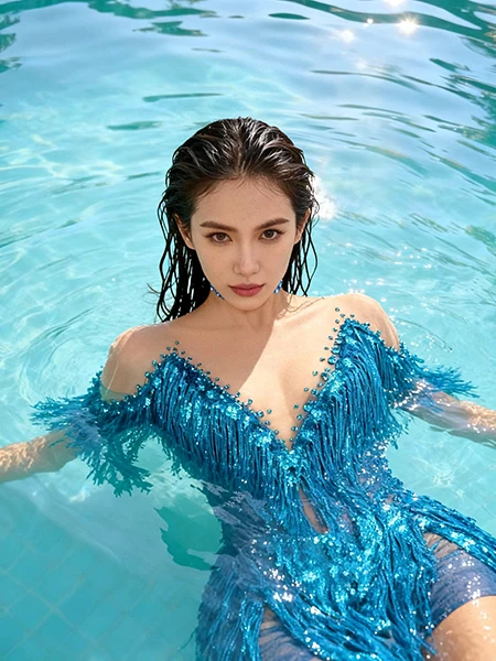 Blue Sequin Rhinestone Tassel Nightclub Party Mini Dress Ladies Cocktail Evening Bodycon Dress Women Dinner Gown Prom Outfit