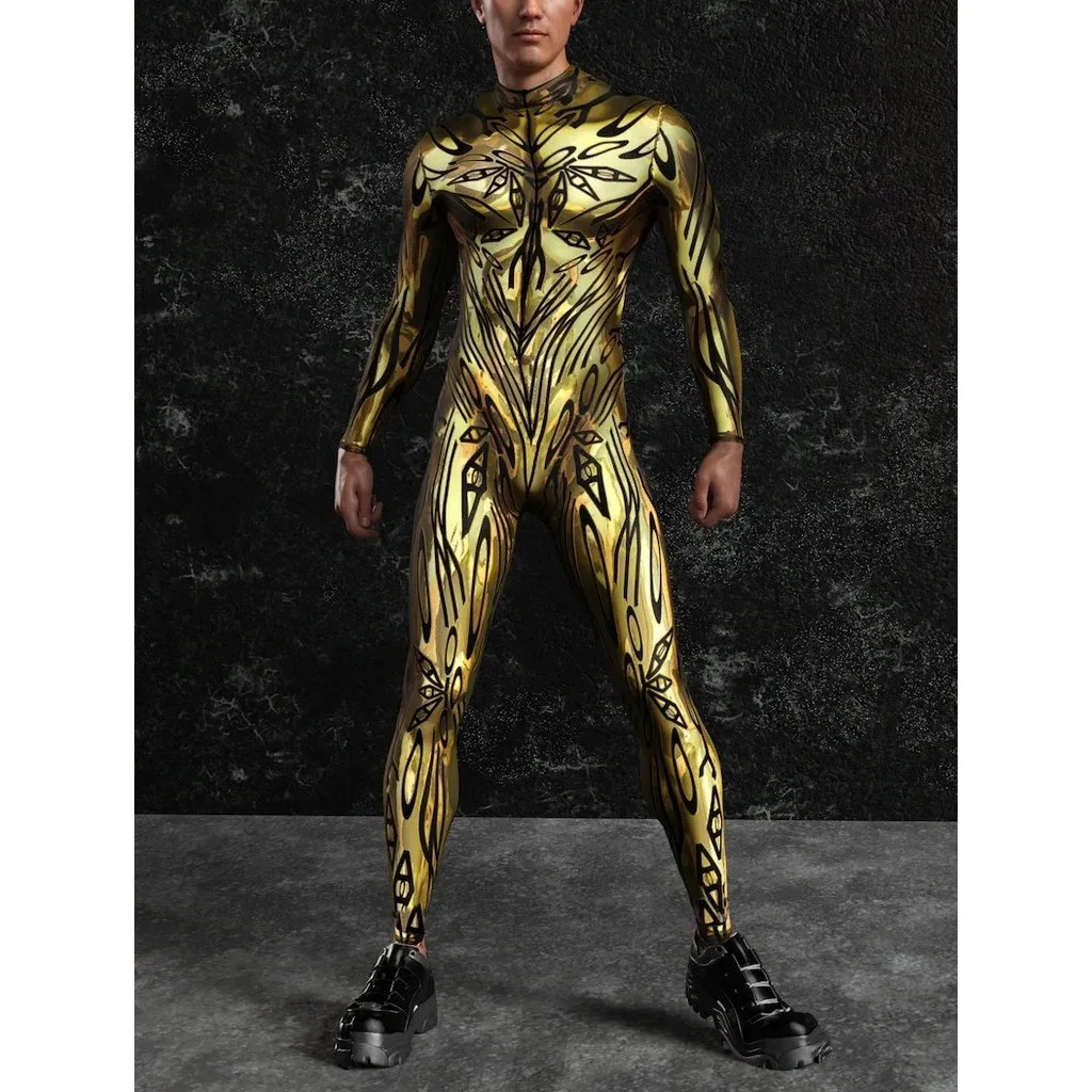 

Unisex Cyber Punk 3D Digital Printing Halloween Party Role Play Outfit Women Men Cosplay Costume Carnival Jumpsuit