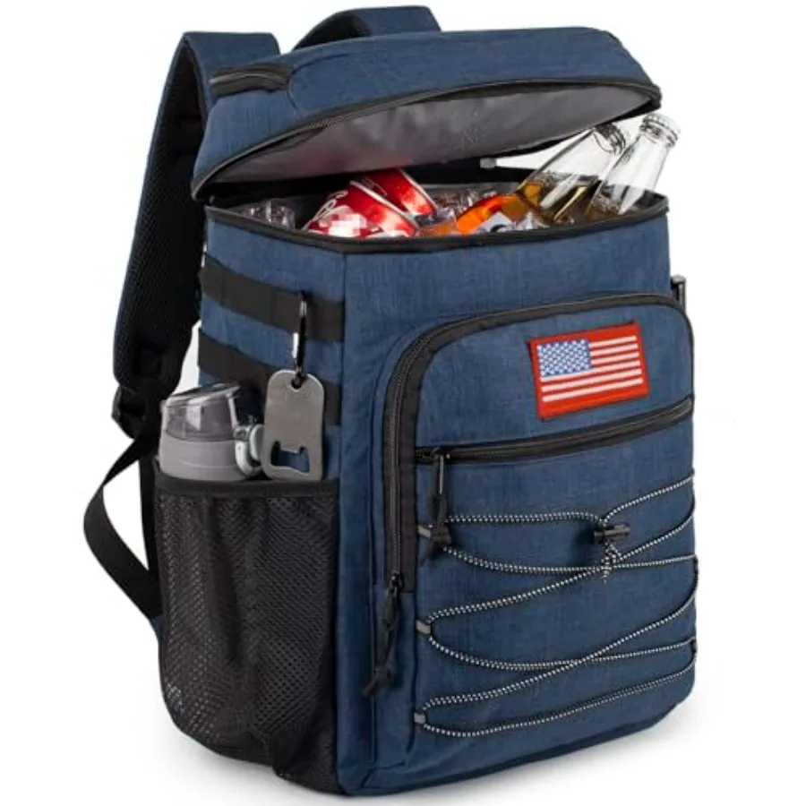 

Outdoor tactical backpack cooler, 25L insulated storage with leakage-proof design, black nylon fabric, long-hours temperature r