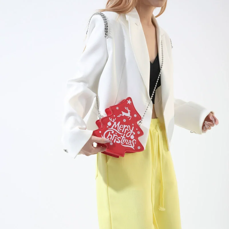 

2025 Personalized Colorful Christmas Tree Chain Crossbody Bag Trendy and Versatile Shoulder Bag Unique Handbags Purse Ladies